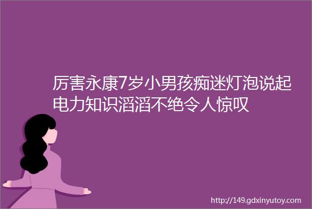 厉害永康7岁小男孩痴迷灯泡说起电力知识滔滔不绝令人惊叹