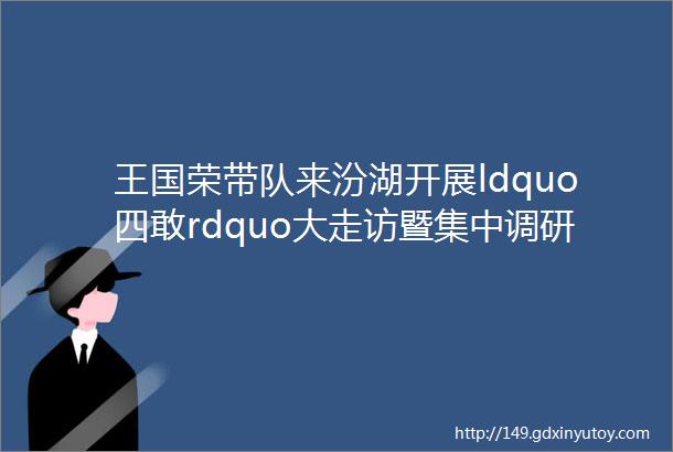 王国荣带队来汾湖开展ldquo四敢rdquo大走访暨集中调研活动