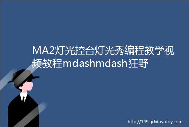 MA2灯光控台灯光秀编程教学视频教程mdashmdash狂野之歌