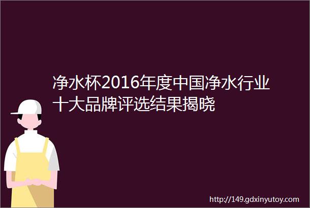 净水杯2016年度中国净水行业十大品牌评选结果揭晓