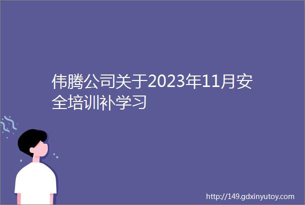 伟腾公司关于2023年11月安全培训补学习