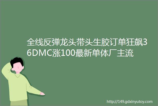 全线反弹龙头带头生胶订单狂飙36DMC涨100最新单体厂主流参考价