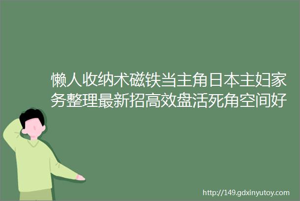 懒人收纳术磁铁当主角日本主妇家务整理最新招高效盘活死角空间好用又简单